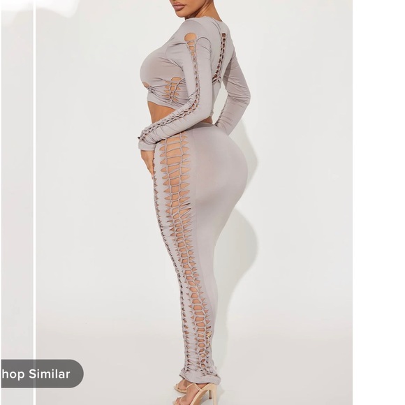 Fashion Nova Gray Maxi Skirt Set - Picture 2 of 5